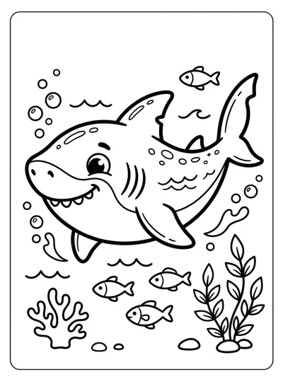 Desenho de Tubarão Amigável para colorir