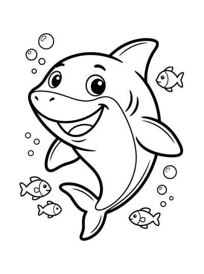 Desenho de Tubarão Nadando para colorir