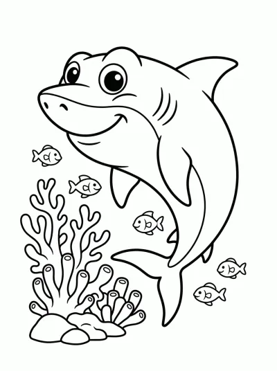 Desenho de Tubarão no Recife para colorir