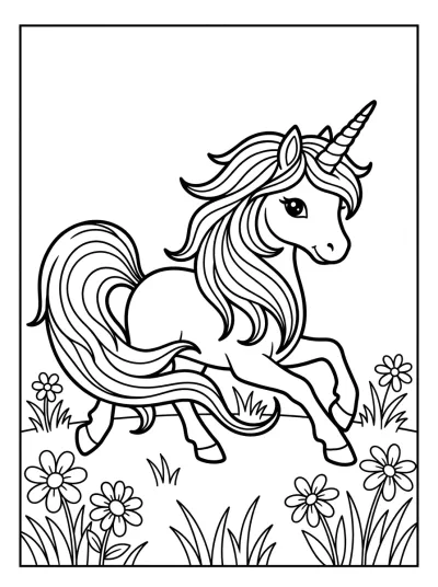 Desenho de Unicórnio Galopando para colorir