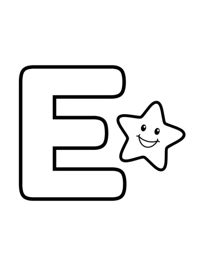 Desenho de Vogal E de Estrela para colorir