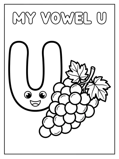 Desenho de Vogal U de Uva para colorir