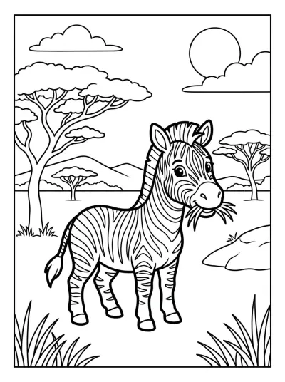 Desenho de Zebra Comendo Capim para colorir