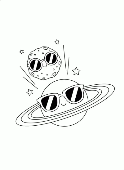 um asteroide caindo em saturno com oculos de sol